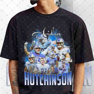 Retro 90s Aidan Hutchinson Bootleg Rap Tee, Retro Detroit Football T-shirt.